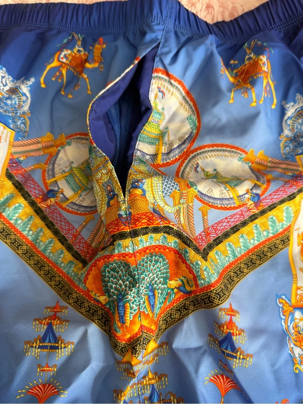 Versace Blue Drawstring Swim Shorts with Gold Accents - Picture 8 of 9